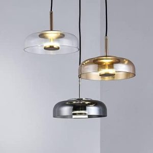 LÁMPARA COLGANTE DE 3 LUCES TIPO DISCO DE CRISTAL