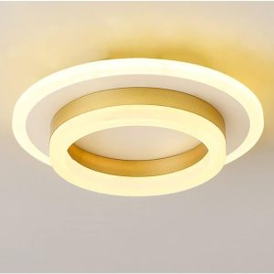 Lámpara LED Moderno Redondo con Bordes Dorados