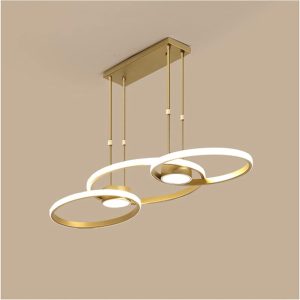 Lámpara colgante con aros entrelazados en dorado