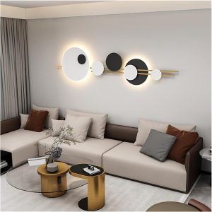 Aplique de pared con círculos MINIMALISTA en blanco y negro
