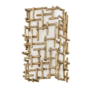 Aplique de pared de diseño tejido con acabado dorado