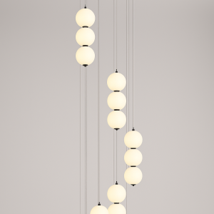 LÁMPARA DECORATIVA DOBLE ALTURA GLOBOS BLANCOS