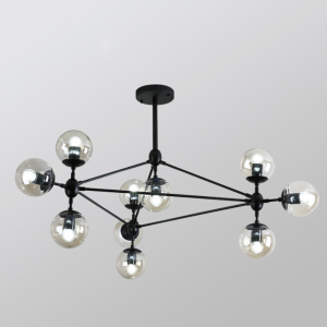LÁMPARA DE TECHO MOLECULAR DE 10 LUCES CON GLOBOS DE CRISTAL
