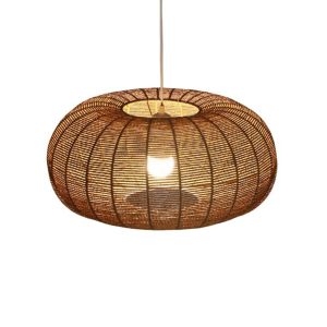 Lámpara Colgante Pantalla Elíptica de Fibra Natural