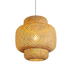 Lámpara colgante de bambú tejido a mano con diseño de farol