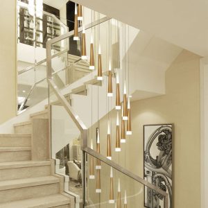 Lámpara doble altura moderna de diseño espiral dorado