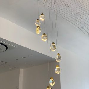 Lampara doble altura de cristal moderna en espiral