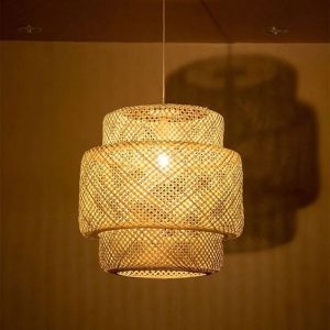 Lámpara Colgante Ondulada de Hilo Natural Tejido