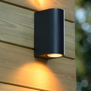 Aplique de Pared Exterior Curvo Moderno NEGRO DOBLE ILUMINACIÓN