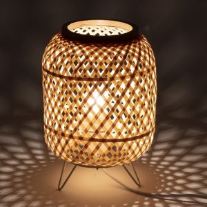 Lámpara de Mesa de Bambú con Diseño Natural y Elegante