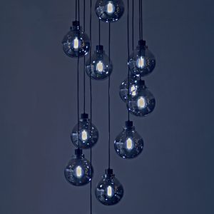Lámpara de Suspensión 10 Globos de Vidrio Ahumado