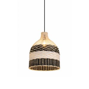 LÁMPARA COLGANTE DE RATÁN TIPO ÁNFORA DECORATIVA
